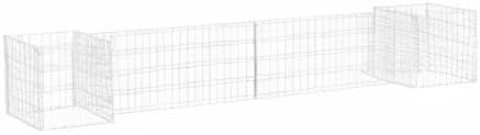 Galvanized Steel H-Shaped Gabion Planter Raised BedOutdoor Garden Galvanized Steel Wire Mesh Grid Stone Wall Flower Raised Bed for Vegetables Flowers Plants 102.4x15.7x15.7