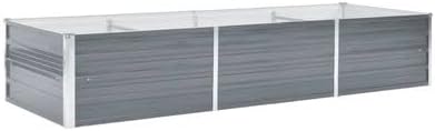 Garden BedsPatio Ground Gardening Planter for VegetablesPlanter Box Kit Flower Herbfor Outdoor Patio Deck BalconyGarden Raised Bed Galvanized Steel 94.5x31.5x17.7 Gray