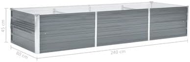 Garden BedsPatio Ground Gardening Planter for VegetablesPlanter Box Kit Flower Herbfor Outdoor Patio Deck BalconyGarden Raised Bed Galvanized Steel 94.5x31.5x17.7 Gray