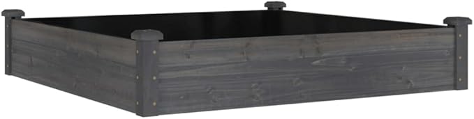 Wooden Garden Raised Bed with Liner for Vegetables Gardening Flowers Outdoor Wooden Raised Garden Bed Planter Box for Backyard Garden Lawn Gray 47.2x47.2x9.8 Solid Wood Fir