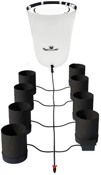 AutoPot 8 Pot GeoPot System with 3 Gallon Fabric Pots - Self-Watering Gravity-Fed System (8Pot with 25 gal PRO Flexi Tank) Indoor Black