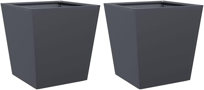 2-Pack Anthracite Steel Square Raised Planters 15.7 in Durable Cold-Rolled Elevated Garden Beds Outdoor for Balcony Patio &amp Yard
