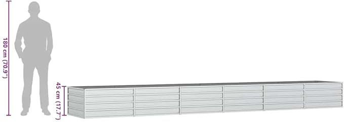 Large Galvanized Steel Garden Raised Bed Silver Rectangular Planter for Outdoor Plants 189x31.5x17.7in Durable Elevated Gardening Solution