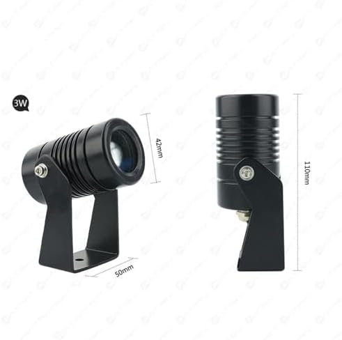 Outdoor LED Spotlights - 3W Waterproof IP67 Landscape Projector Light with Remote Control Narrow Beam for Buildings AC85-265V Energy-Efficient Yellow Illumination