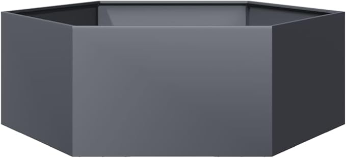 Large Anthracite Steel Hexagonal Garden Planter 47.2x54.3x17.7in Outdoor Raised Garden Bed for Flowers Herbs Durable Metal Planter Box