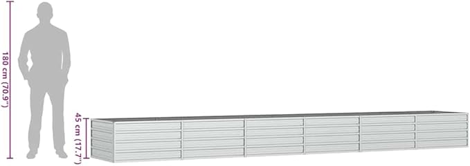 Large Galvanized Steel Raised Garden Bed Silver Rectangular Outdoor Planter for Vegetables Herbs Flowers 189x31.5x17.7 Inch Durable Metal Planter Box