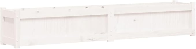 White Solid Pine Wood Rectangular Garden Planter 70.9x12.2x12.2 Inch Outdoor Raised Garden Bed for Flowers Vegetables Durable Patio Deck Planter Box