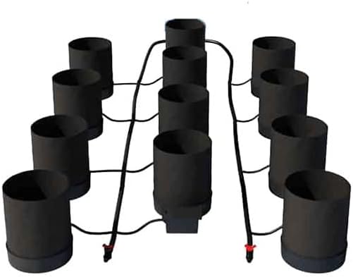 AutoPot 12 Pot GeoPot System with 3 Gallon Fabric Pots - Self-Watering Gravity-Fed Hydroponic System (12Pot with No Tank) Indoor Black