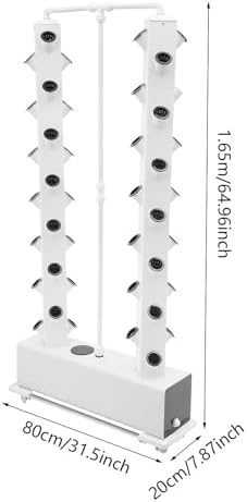 56-Plant Hydroponic Tower System - Indoor/Outdoor Vertical Planter with Intelligent Water Circulation Timer &amp Pump - Perfect Germination Kit for Gardening Enthusiasts (White)