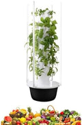 Vertical Aeroponic Tower for Indoor Herb Gardening with LED Grow Light &amp Pump - Mobile Water Tank Included Space-Saving Hydroponics System for Home Gardening