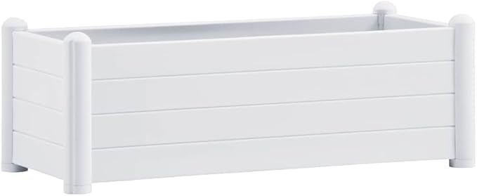 White Rectangular Raised Garden Bed 39.4 x 16.9 x 13.8 in UV-Resistant Polypropylene Elevated Planter Box for Patio Balcony Outdoor Flower and Vegetable Growing