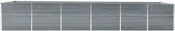 Garden Raised Bed Galvanized Steel 189x31.5x30.3 Gray