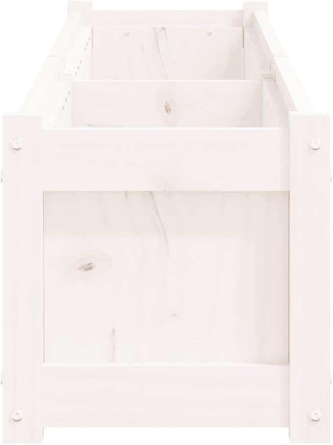 White Solid Pine Wood Rectangular Garden Planter 70.9x12.2x12.2 Inch Outdoor Raised Garden Bed for Flowers Vegetables Durable Patio Deck Planter Box