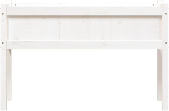 White Solid Pine Wood Garden Planter 43.3 inch Square Raised Garden Bed Outdoor Planter Box for Flowers Herbs Vegetables Durable Finish