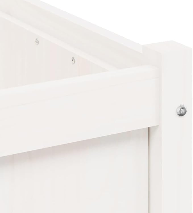 Garden Planter Box White Solid Pine Wood 27.6 inch Square Raised Bed for Outdoor Plants Durable Rustic Design for Patio Terrace