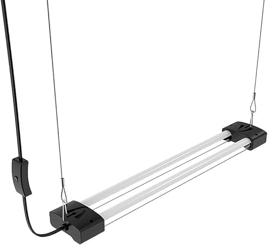 DYMOND BoostGro LED Grow Light Full Spectrum Linkable 5000K Daylight + 660nm Red Indoor Plant Lighting Fixture (2 FT Black)