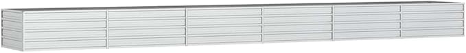 Garden Raised Bed Silver Galvanized Steel Extra Large Outdoor Rectangular Planter for Vegetables Herbs Flowers 236.2 x 31.5 x 17.7 Inches