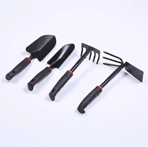 Garden Hand Tool Set Wide Shovel Hand Cultivator Rake Double-Sided Cultivator Plant Tool for Digging Transplanting Weedin (4pcssuit)