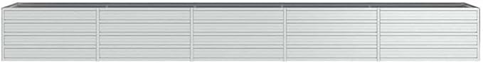 vidaXL Garden Raised Bed - Silver Galvanized Steel Outdoor Planter Box for Patio Balcony and Garden - 157.5 x 31.5 x 17.7