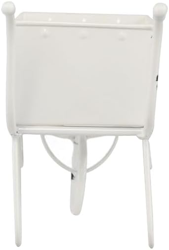 11.5x4x7 White Metal Decorative Disressed Wheelbarrow Planter Tabletop Decor