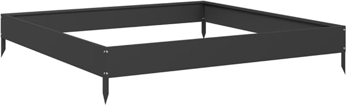 Garden Raised Bed Black Steel 39.4x39.4x7.3 in Durable Outdoor Planter Box for Vegetables Flowers Herbs Square Design