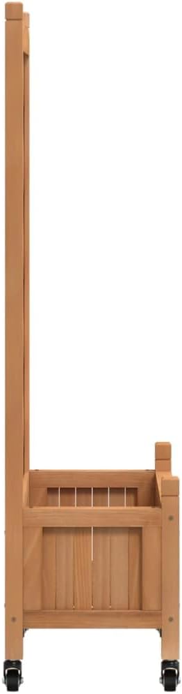 Rectangular Brown Solid Fir Wood Planter with Trellis Wheels 11.6x21.7x46.3 Inch Raised Garden Bed for Outdoor Plants Balcony Patio