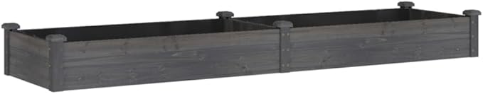 YAFF Garden Raised Bed Grey Solid fir Wood Large Garden Raised BedPots &amp Planters-364300