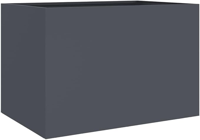 Modern Rectangular Anthracite Steel Raised Planter 24.4 x 18.5 x 18.1 in Powder-Coated Cold-Rolled Metal Elevated Garden Box for Patio Balcony