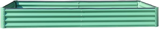 Heavy-Duty Galvanized Steel Raised Garden Bed for Outdoor Vegetable Fruit and Flower Planting – Rust-Resistant Metal Planter Box (8x4x1ft (Green))
