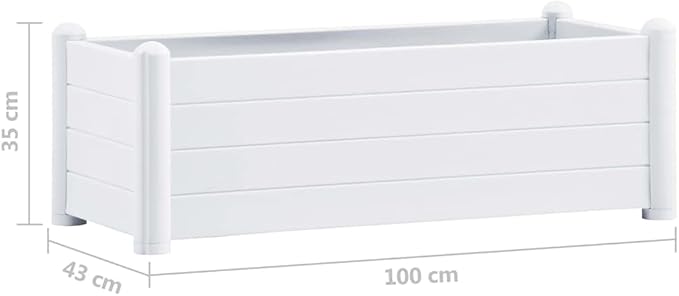 vidaXL Patio Raised Bed PP White 39.4x16.9x13.8