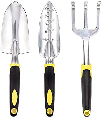 Farm Tool Set Three-Piece Aluminum Alloy Garden Tool Set Gardening Tools(Yellow Small Shovel Scissors)