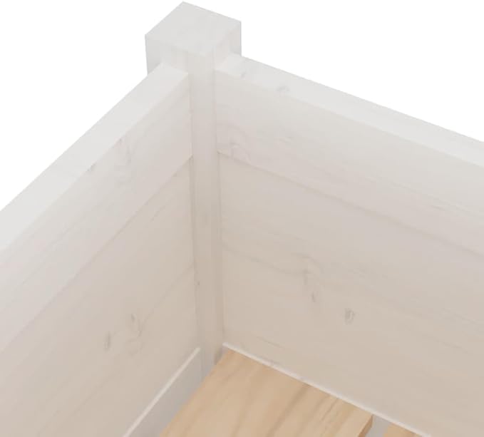 White Solid Pinewood Garden Planter Set 2-Pack 27.6x27.6x27.6 inch Modern Outdoor Rectangular Raised Garden Bed for Patio Terrace Balcony Plants