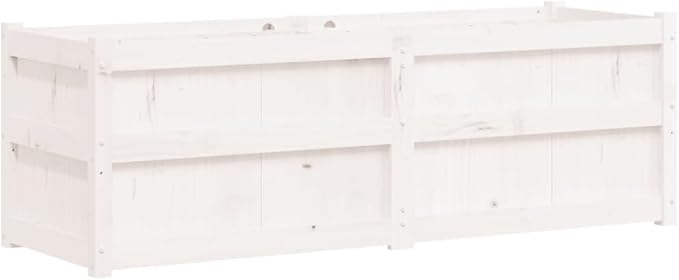 Wooden Raised Garden Bed Garden Planter Box Outdoor Wood Raised Garden Bed for Planting Plants Vegetables White 59.1x19.7x19.7 Solid Wood Pine-249
