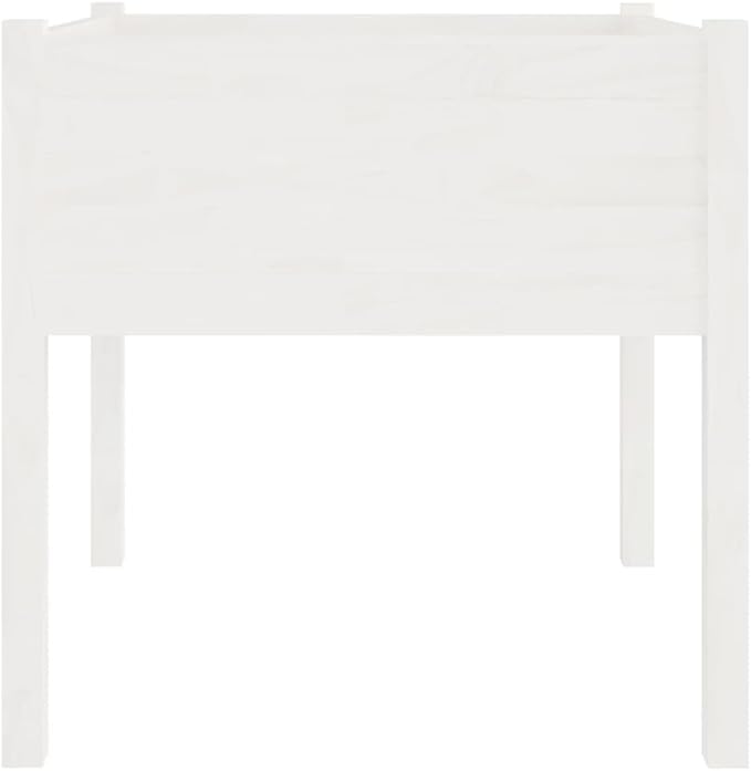 Wooden Garden Planter Box Stand with Legs Outdoor Raised Garden Bed Garden Yard Wood Box for Vegetables Flowers Herbs White 27.6x27.6x27.6 Solid Wood Pine