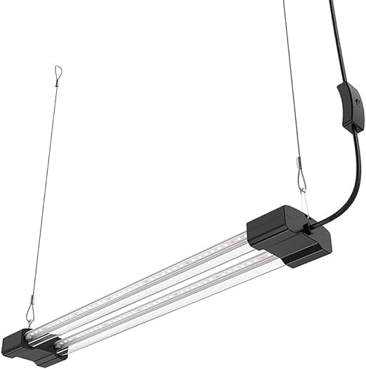 DYMOND BoostGro LED Grow Light Full Spectrum Linkable 5000K Daylight + 660nm Red Indoor Plant Lighting Fixture (2 FT Black)