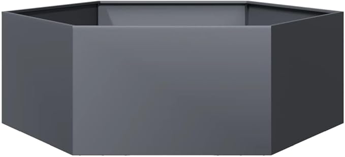 Large Anthracite Steel Hexagonal Garden Planter 47.2x54.3x17.7in Outdoor Raised Garden Bed for Flowers Herbs Durable Metal Planter Box