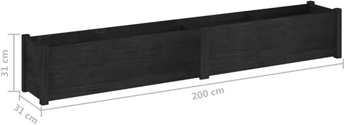 2pcs Wooden Garden Planter Box Outdoor Raised Garden Bed Garden Yard Wood Box for Vegetables Flowers Herbs and Succulents Black 78.7x12.2x12.2 Solid Wood Pine