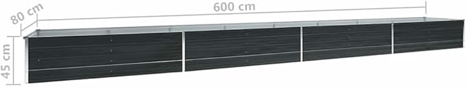 Raised Garden Bed Anthracite Galvanized Steel Welded Wire Landscape Bed Great for Garden Patios Balconies - 236.2x31.5x17.7 Inches