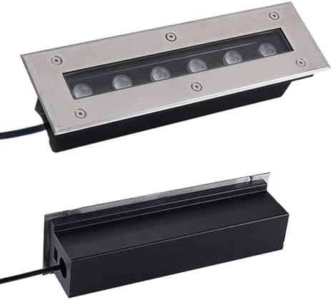 24V Waterproof LED Landscape Lamp - Rectangular Recessed Spotlight Buried Outdoor Lighting for Aisles Corridors &amp Steps IP67 Rated 9W Blue Perfect for Gardens &amp Patios