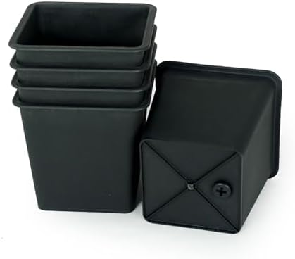 7.9 Square Nursery Plant Pot GPlastic Pots with Drainage (5 Pack)