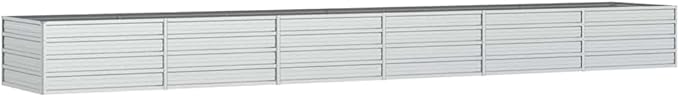 Large Galvanized Steel Garden Raised Bed Silver Rectangular Planter for Outdoor Plants 189x31.5x17.7in Durable Elevated Gardening Solution