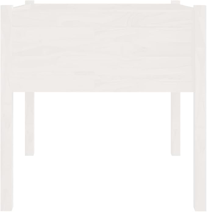 White Solid Pinewood Raised Garden Bed Square Planter Box for Outdoor Plants 27.6x27.6x27.6 Inch Large Capacity for Gardening