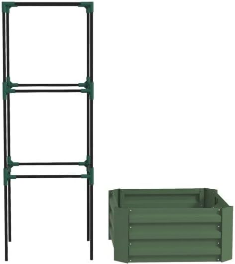 Garden BedGalvanized Planter BoxRaised Garden Bed with Cage for Climbing Vines