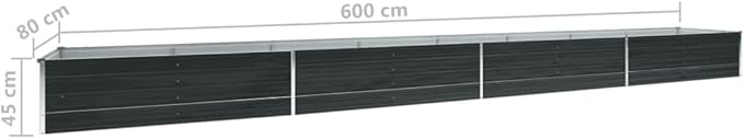 Galvanized Garden Raised Bed Kit Outdoor Galvanized Planter Garden Boxes for Vegetables Large Planter Raised Beds Galvanized Steel 236.2x31.5x17.7 Anthracite