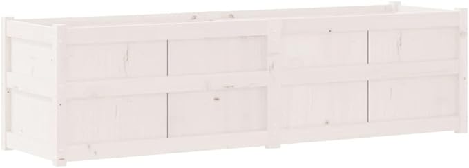 Wooden Raised Garden Bed Garden Planter Box Outdoor Wood Raised Garden Bed for Planting Plants Vegetables White 70.9x19.7x19.7 Solid Wood Pine-261