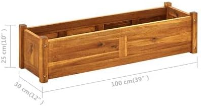 Garden BedsPatio Ground Gardening Planter for VegetablesPlanter Box Kit Flower Herbfor Outdoor Patio Deck BalconyGarden Raised Bed Acacia Wood 39.4x11.8x9.8