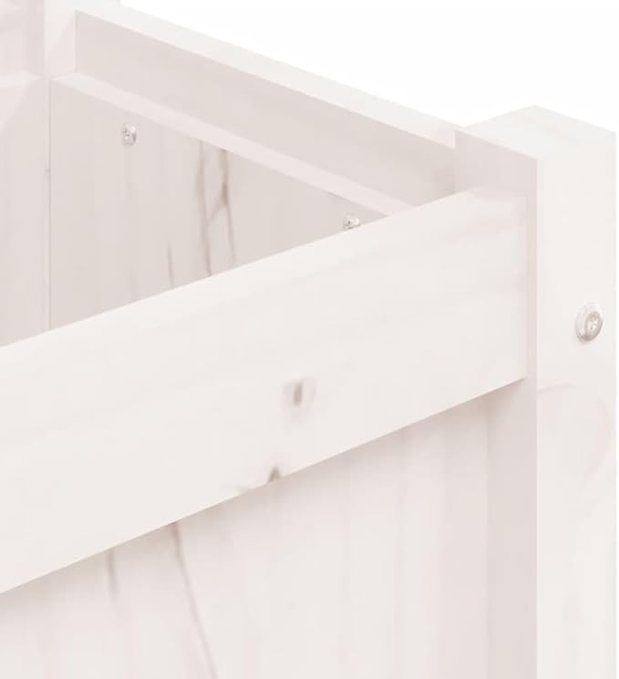 Garden Planter Set of 2 White Solid Pine Wood Large 70.9x70.9x12.2in Rectangular Outdoor Raised Garden Bed for Flowers Herbs Vegetables
