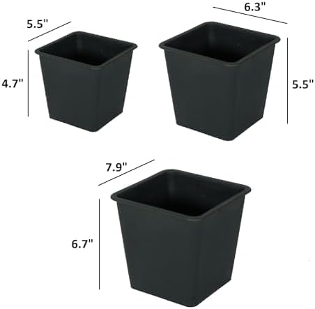 6.3 Square Plant Pot GPlastic Pots with Drainage (5 Pack)