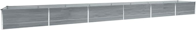 Gray Galvanized Steel Raised Garden Bed 236.2x31.5x17.7 inch Large Rectangular Outdoor Planter Box for Vegetables Herbs Flowers
