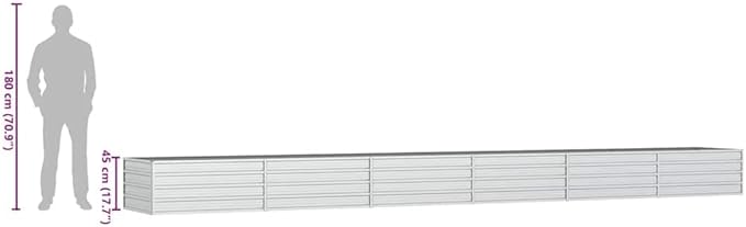 Garden Raised Bed Silver Galvanized Steel Extra Large Outdoor Planter for Vegetables Herbs Flowers 236.2x31.5x17.7 Inch Rectangular Garden Beds